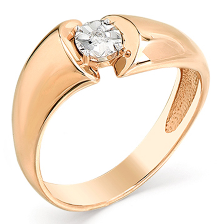 Кольцо, золото, бриллиант, красный, 1-107-097